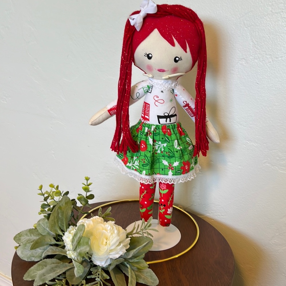 Handmade Cloth Doll Bunny Fabric, pink skirt, Big Sister, Birthday Gift …